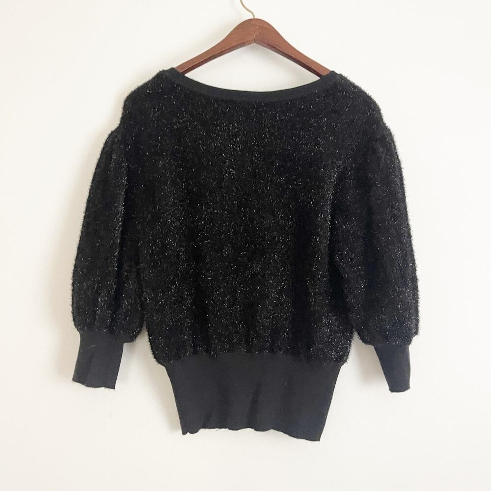 ANTHROPOLOGIE Maeve Pamela Tinsel Shimmer Sweater Black Small S - Picture 7 of 9